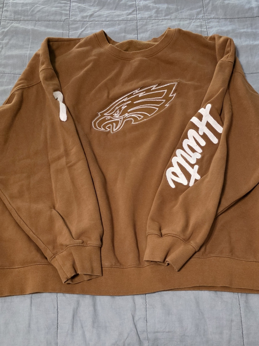 Men's Philadelphia Eagles Jalen Hurts Pro Standard Brown Crewneck Sweatshirt 3XL